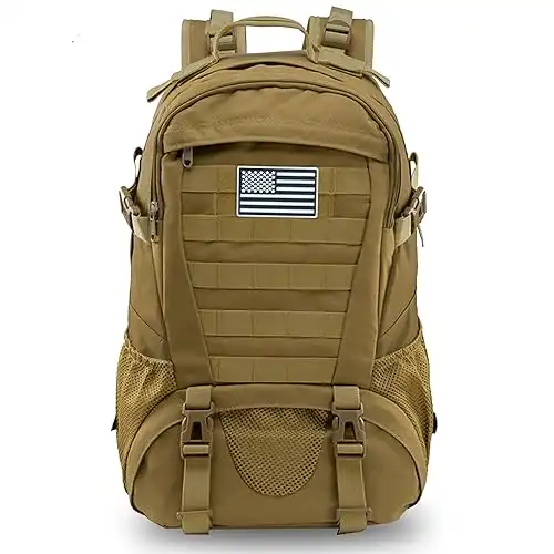 Jueachy Tactical Backpack for Men Hiking Day Pack Molle Military Rucksack Waterproof 30L EDC Bag with USA Flag Patch